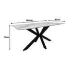 Τραπέζι Bethan sintered stone-μέταλλο λευκό μαρμάρου-μαύρο 160x80x75εκ - Image 6