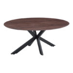 Τραπέζι Makrey  καρυδί mdf- μαύρα μεταλλικά πόδια 180x90x75εκ