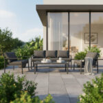 Σαλόνι Gardenly Ι σετ 4τμχ αλουμίνιο σε ανθρακί απόχρωση με ανθρακί μαξιλάρια