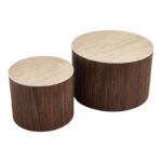 Τραπέζι σαλονιού Nelba  σετ 2τεμ καρυδί MDF με κεραμική επιφάνεια σε μπεζ όψη τραβερτίνας - Image 4