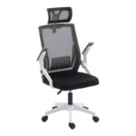 Καρέκλα γραφείου Plymot  λευκή - mesh μαύρο 48x58x112-122εκ - Image 3