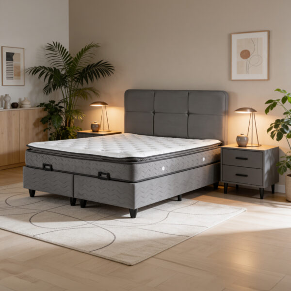 Κρεβάτι διπλό Punto  με αποθηκευτικό χώρο ανθρακί βελούδο 160x200εκ
